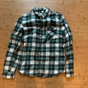 Divided Green and White Plaid Casual Shirt